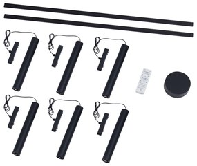 Sistema di illuminazione su binario moderno con 6 faretti a sospensione neri monofase - Magnetic Cassie