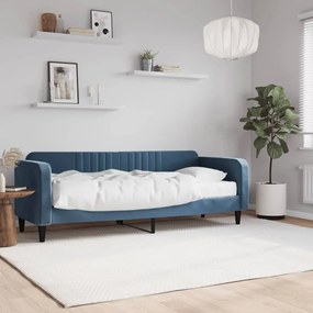 Divano Letto Con Materasso Blu 80x200 Cm İn Velluto /