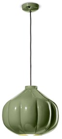 Lampadario Vintage Decò Afoxe' Ceramica Verde Salvia 1 Luce E27