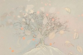 Stampa su tela – Albero autunnale disegnato