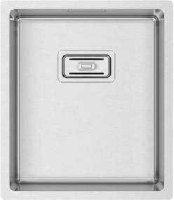 Lavello quadrato 1 vasca in inox argento RODI Box Lux 34 piletta quadra L 38 x L 44 cm
