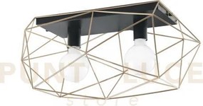 Plafoniera abraxas nera e oro 2 luci attacco e27 40x18,5x26,5cm in ...