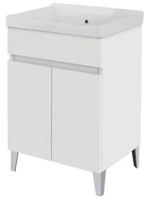 Lavatoio a Terra 60x46,8 Due Ante Con Vasca Feridras "Alba" Bianco Frassinato