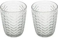 Set 2 bicchieri acqua vetro trasparente lavorato Milo