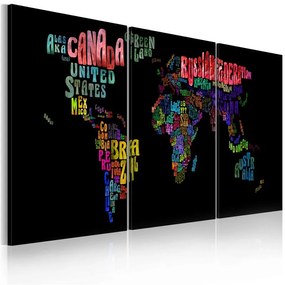 Quadro Mappa del mondo  testo  Colore colorful, Dimensioni e Misure 120x60