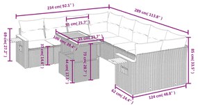 Set Divani da Giardino 9 pz con Cuscini Nero in Polyrattan