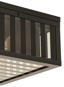 Plafoniera da esterno moderna nera con vetro fumé 2 luci IP44 - Dijon