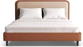 Letto matrimoniale imbottito color mattone con rete inclusa 200x200 cm Aveline – Micadoni