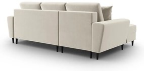 Divano angolare beige allungabile e con contenitore (con penisola a sinistra/con chaise lounge) con rivestimento in velluto Kyoto – Cosmopolitan Design
