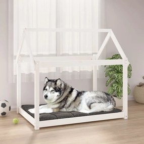 Cuccia Per Cani Bianca 111x80x100 Cm İn Legno Massello Di Pino /