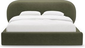 Letto matrimoniale imbottito verde con contenitore con rete inclusa 200x200 cm Ovalo – Micadoni