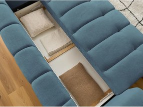Divano blu allungabile e con contenitore rivestito in ciniglia 251 cm Fuji – Bobochic Paris