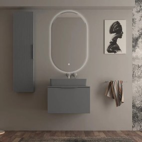 Lavabo da appoggio rettangolare in ceramica L 62 x H 11 x P 36 cm grigio