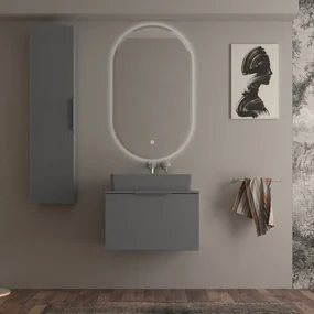 Mobile da bagno sotto lavabo BADEN HAUS Modula grigio nuvola laccato opaco L 70 x H 43 x P 44 cm 2 cassetti, lavabo non incluso