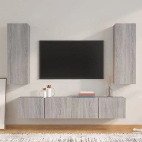 Set Di Mobili Porta Tv 4 Pz Grigio Sonoma İn Legno Multistrato /