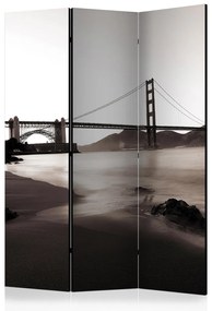 Paravento separè San Francisco: Golden Gate Bridge in bianco e nero - paesaggio scuro