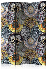 Paravento design Esotismo dipinto - mosaico artistico con motivo fantasioso e colorato