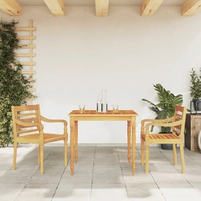 Set Da Pranzo Per Giardino 3 Pz İn Legno Massello Di Teak /