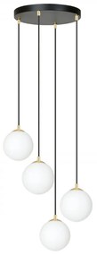 Lampadario a Sospensione in Acciaio e Vetro ROYAL 4 Bianco o Nero 4xE14 Colore del corpo Nero