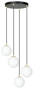 Lampadario a Sospensione in Acciaio e Vetro ROYAL 4 Bianco o Nero 4xE14 Colore del corpo Nero