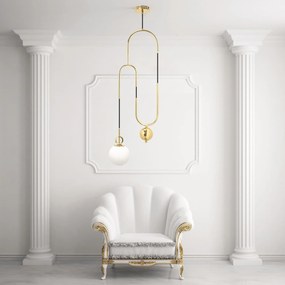 Lampada Da Soffitto Pensile Di Vetro Palla Bianco Oro APP482-1CP