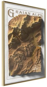 Poster  Raised Relief Map: Graian Alps  Cornice Quadri Cornice d'oro, Larghezza x Altezza Home decor 20x30