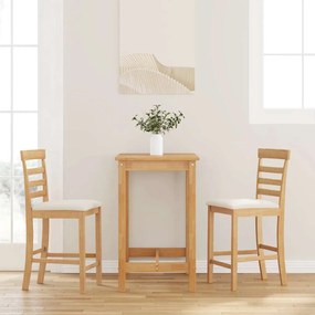 Sgabelli Da Bar Con Cuscini 2pz Naturale Legno Massello Hevea /