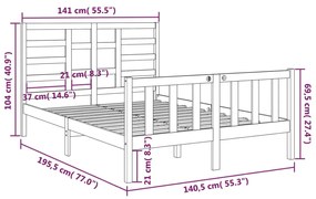 Giroletto Grigio in Legno Massello 135x190 cm Double