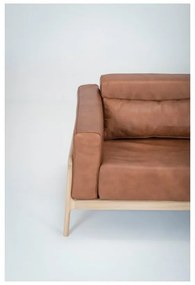 Divano in pelle di bufalo marrone cognac con struttura in rovere massiccio , 180 cm Fawn - Gazzda