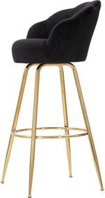 Sgabello Bar Vienna Nero 55x53x110 cm Spugna e Tessuto e Metallo Nero e Oro...