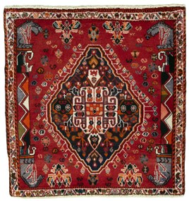 Shiraz Tappeto persiano 70 x 70 Rosso (Iran) Annodato A Mano