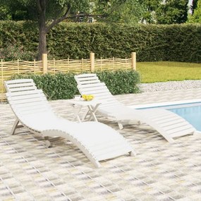 Lettini 2 Pz Bianchi 184x55x64 Cm Legno Massello Di Acacia /
