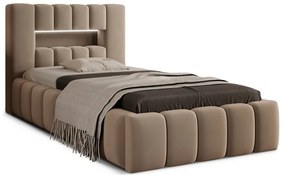 Letto singolo imbottito marrone chiaro con contenitore con rete inclusa 90x200 cm Lamica – ELTAP