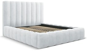 Letto matrimoniale imbottito grigio chiaro con spazio contenitivo e rete 160x200 cm Kelp - Micadoni Home