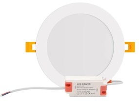 Pannello LED Rotondo 15W 1.500lm no Flickering Foro Ø153-160mm Colore Bianco Caldo 3.000K