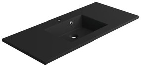 Lavabo a incasso rettangolare vasca centrale Neo L 106 x H 11.2 x P 48.5 cm in composito minerale di resina gelificata nero opaco