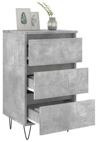 Comodini 2 pz grigio cemento 40x35x69 cm in legno multistrato