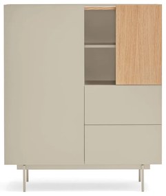 Cassettiera alta beige/naturale in rovere 100x45 cm Otto - Teulat