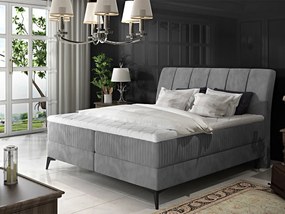 Letto matrimoniale boxspring Valladolid - 160 x 200 cm , Tessuto grigio