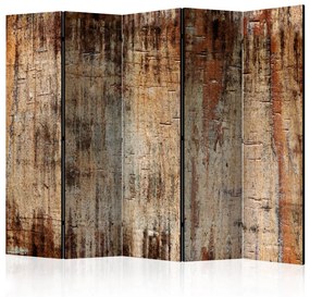 Paravento Corteccia d'albero II (5 parti) - sfondo marrone con struttura legnosa