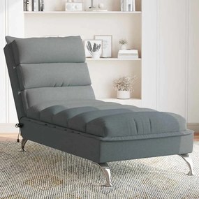 Chaise Longue Massaggi Con Cuscini Grigio Scuro İn Tessuto /