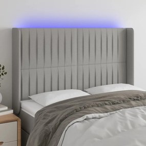 Testiera A Led Grigio Chiaro 147x16x118/128 Cm İn Tessuto /