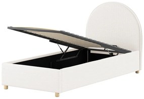 Letto singolo imbottito bianco con contenitore con rete inclusa 90x200 cm Moon – Vipack