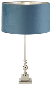 Lampada Da Scrivania Whitby Metallo Cromo Velluto Verde Acqua 1 Luce E27