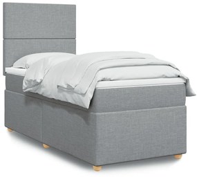 Giroletto A Molle Con Materasso Grigio Chiaro100x200 Cm Tessuto /