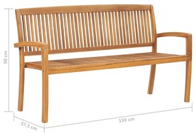 Panchina da Giardino Impilabile e Cuscino 159cm Teak Massello