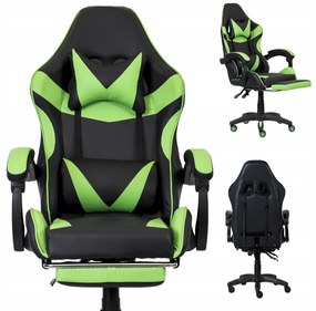 Sedia da gioco ergonomica CLASSIC con poggiapiedi verde