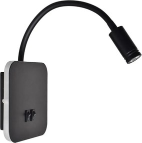 Lampada da parete LED flessibile BASE LED/8W+LED/2W/230V nero/argento