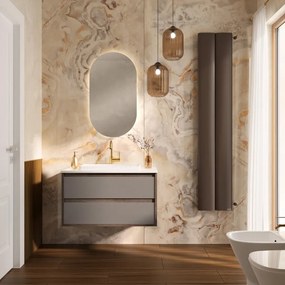 Mobile sottolavabo e lavabo Loto rovere scuro L 90 cm 2 cassetti