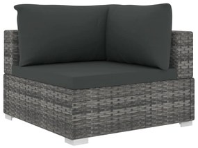 Set divani da giardino 12 pz con cuscini in polyrattan grigio